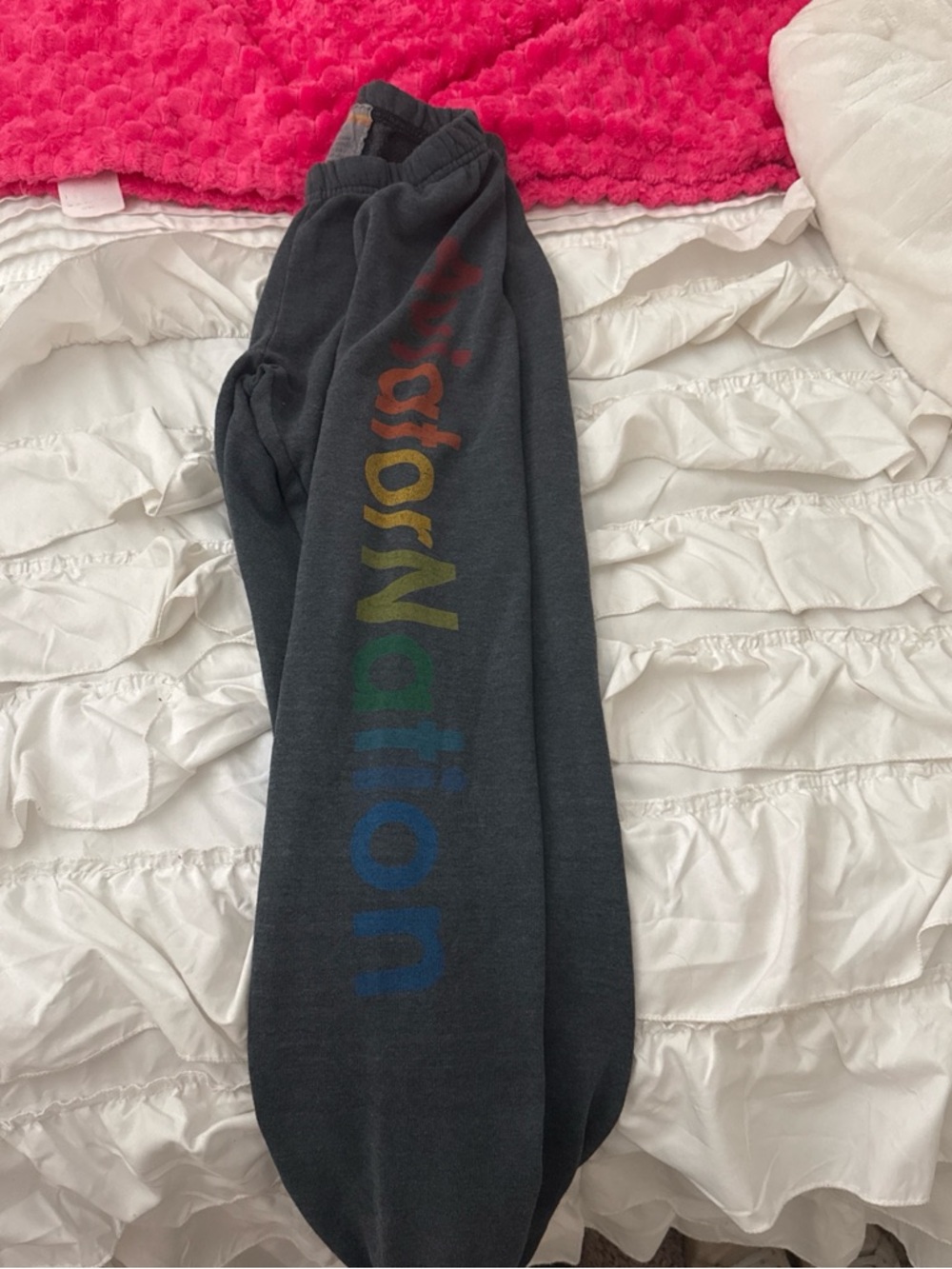 Aviator Nation Charcoal Sweatpants with Rainbow Logo